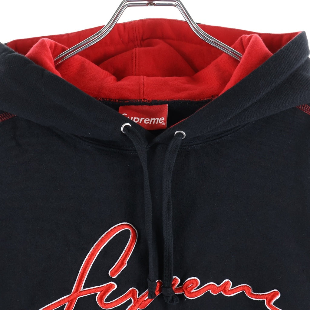 SUPREME(シュプリーム) 19SS Contrast Embroidered Hooded Sweatshirt コントラスト エムブロイダード フーデッド スウェットシャツ ブラック