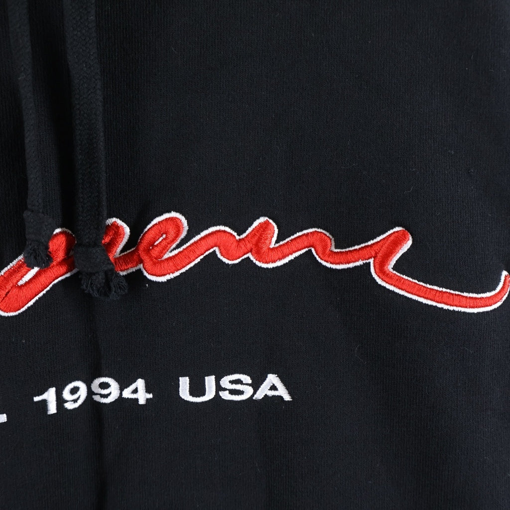 SUPREME(シュプリーム) 19SS Contrast Embroidered Hooded Sweatshirt コントラスト エムブロイダード フーデッド スウェットシャツ ブラック