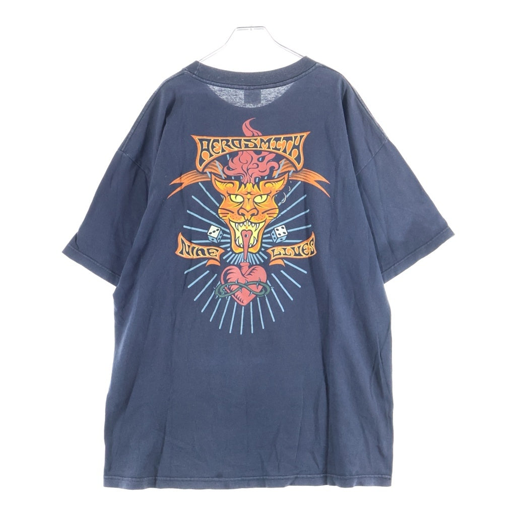 VINTAGE(ヴィンテージ) 90S AEROSMITH NINE LIVIS フロントプリント 半袖Tシャツカットソー ブラック