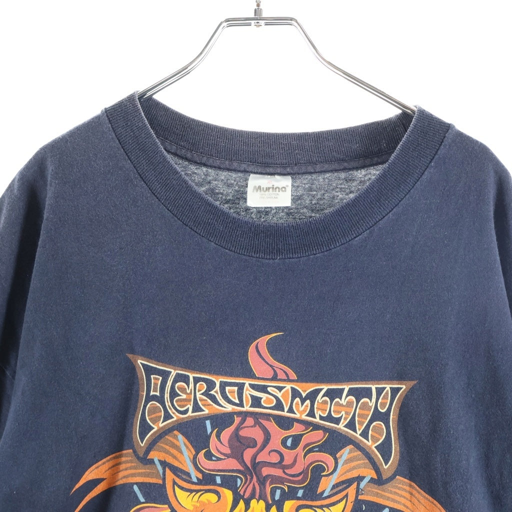VINTAGE(ヴィンテージ) 90S AEROSMITH NINE LIVIS フロントプリント 半袖Tシャツカットソー ブラック