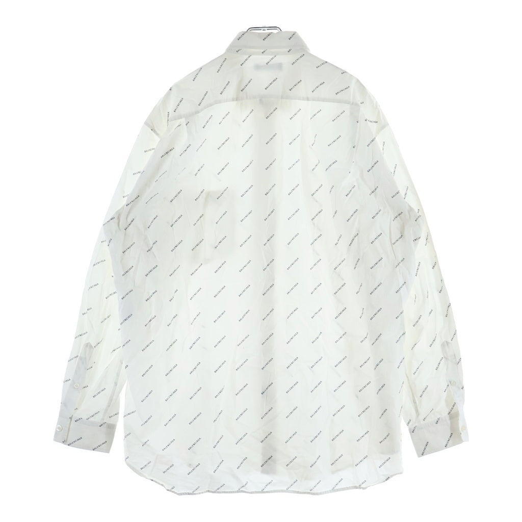 BALENCIAGA(バレンシアガ) オールオーバー ロゴボタンダウン 長袖シャツ ホワイト 534333 TBL96