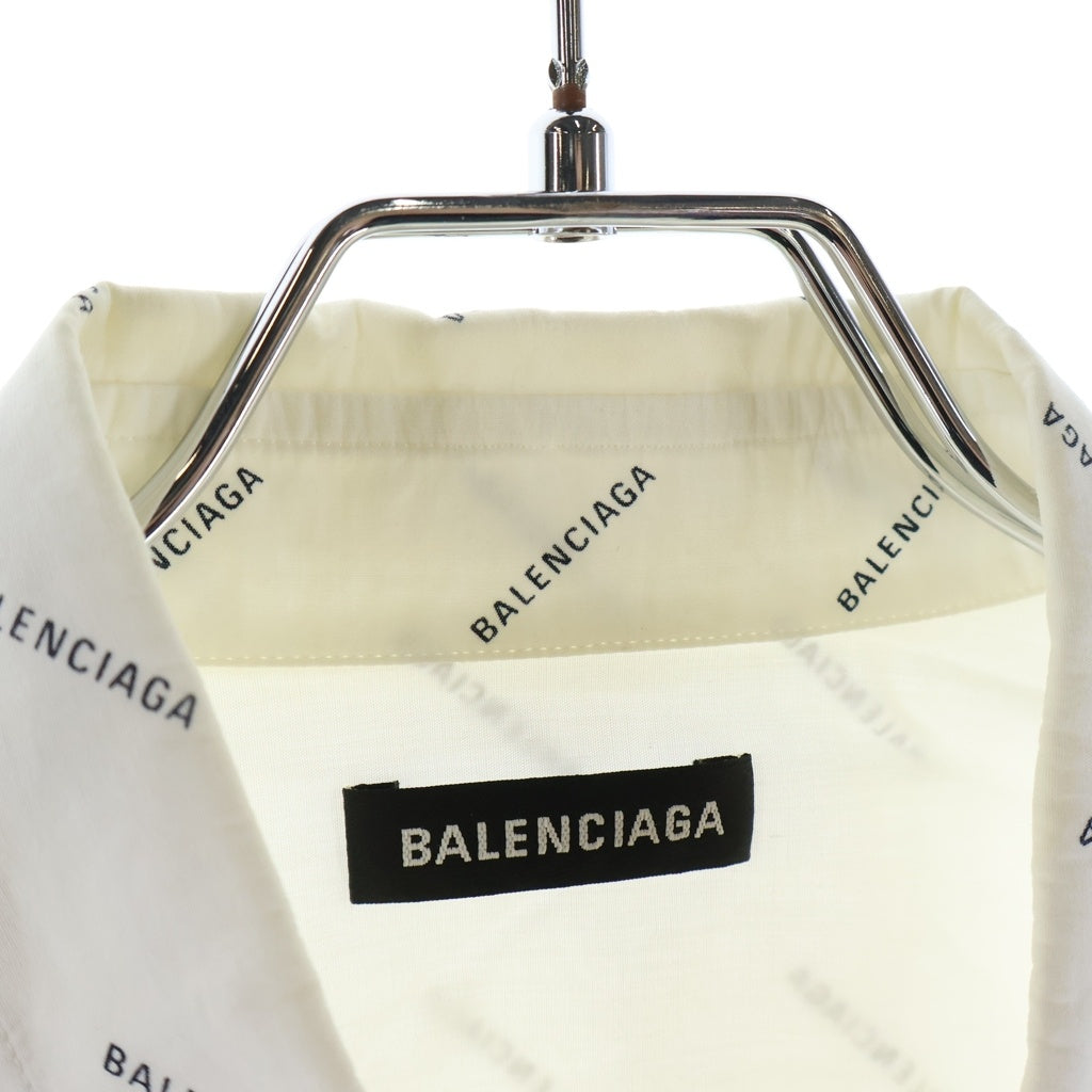 BALENCIAGA(バレンシアガ) オールオーバー ロゴボタンダウン 長袖シャツ ホワイト 534333 TBL96