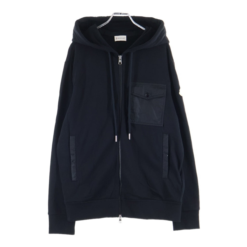 MONCLER(モンクレール) FELPA APERTA COIN ZIP ワッペン ロゴ ジップアップ フーディーパーカー ブラック K20918G00072