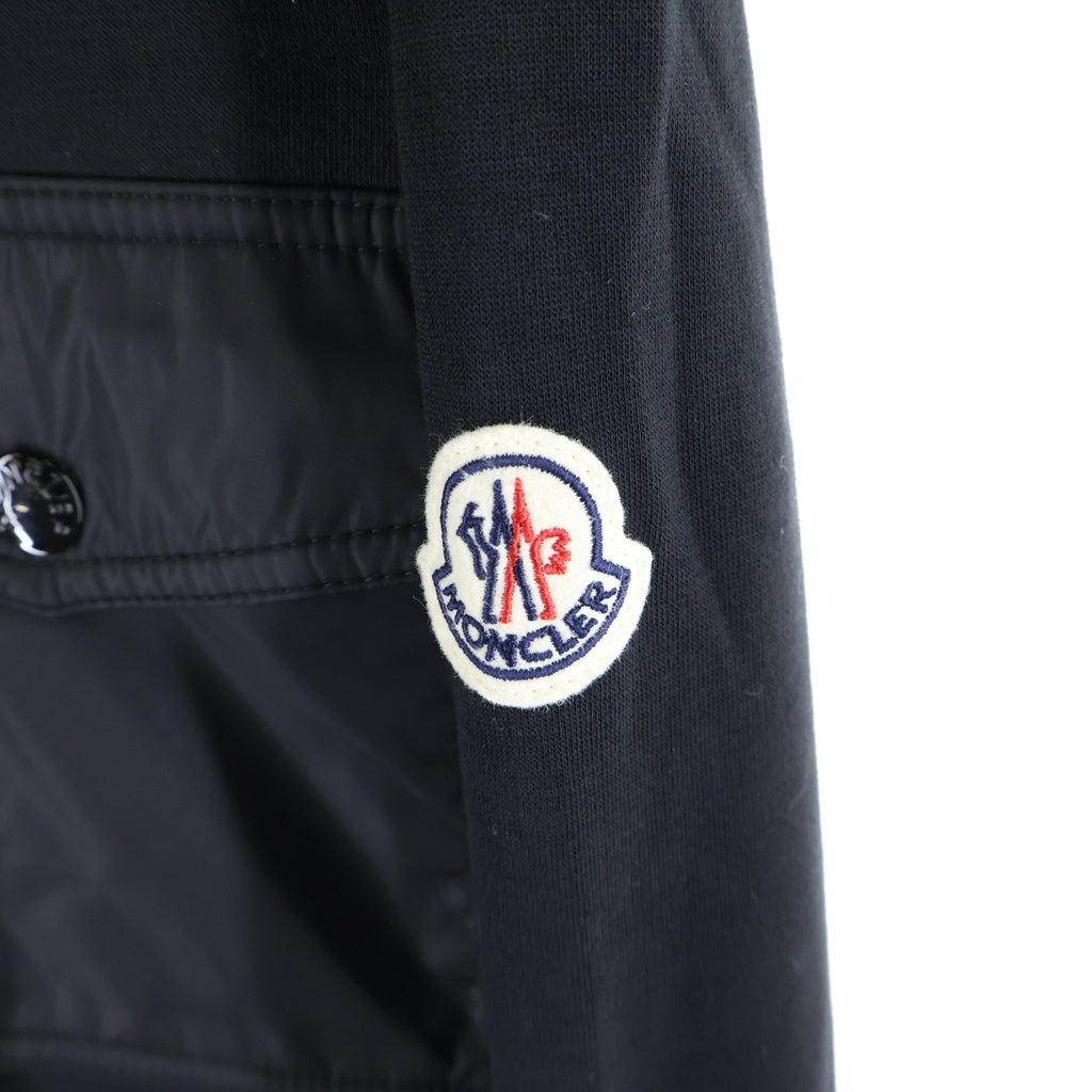 MONCLER(モンクレール) FELPA APERTA COIN ZIP ワッペン ロゴ ジップアップ フーディーパーカー ブラック K20918G00072