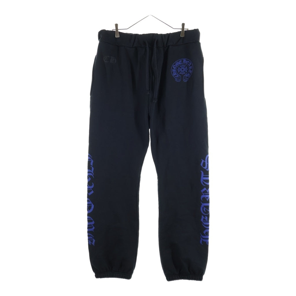 CHROME HEARTS(クロムハーツ) SWTSHRT PANTS フロントスクロールラベル サイドロゴ プリント スウェットパンツ ブラック/ブルー