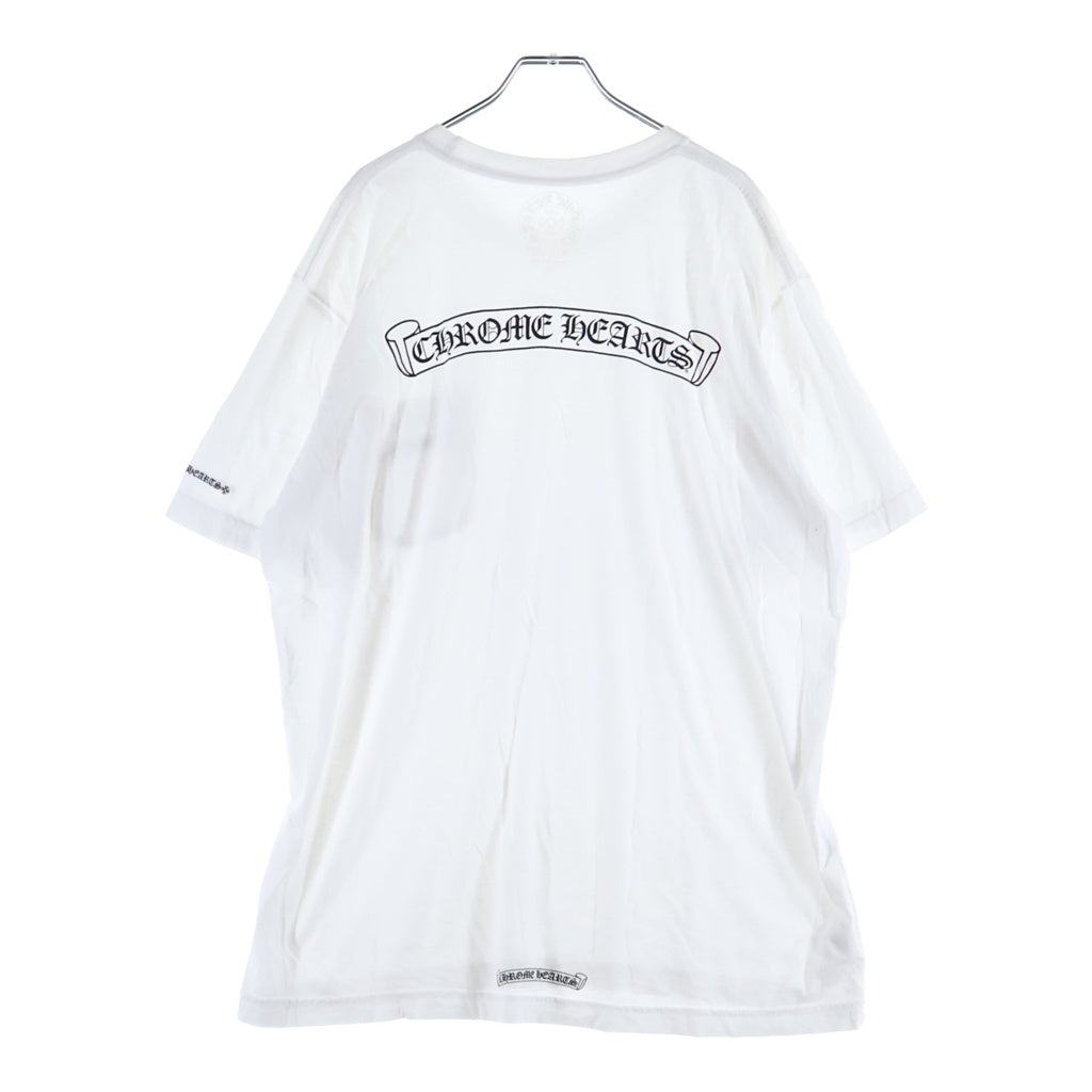 CHROME HEARTS(クロムハーツ) SCROLL LABEL S/S TEE スクロールラベル チェストポケット バックロゴプリント クルーネック半袖Tシャツ カットソー ホワイト