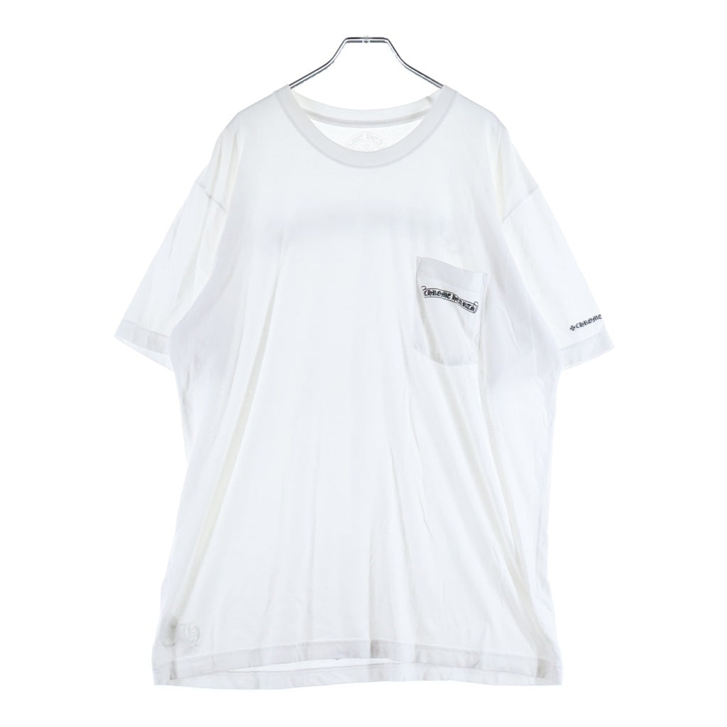CHROME HEARTS(クロムハーツ) SCROLL LABEL S/S TEE スクロールラベル チェストポケット バックロゴプリント クルーネック半袖Tシャツ カットソー ホワイト