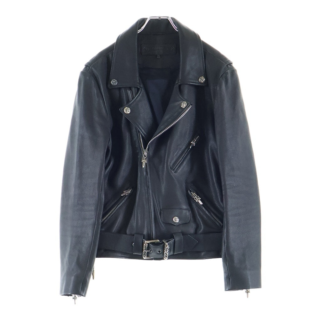 CHROME HEARTS(クロムハーツ) CH CRS LG JJ DEAN バックラージクロス付き JJディーン ダガージップライダースレザージャケット ブラック/シルバー