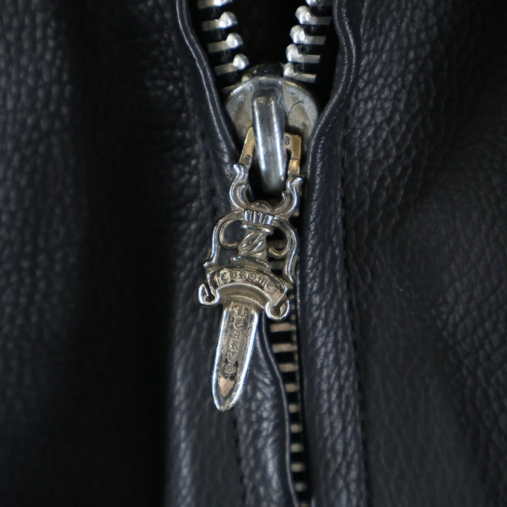CHROME HEARTS(クロムハーツ) CH CRS LG JJ DEAN バックラージクロス付き JJディーン ダガージップライダースレザージャケット ブラック/シルバー