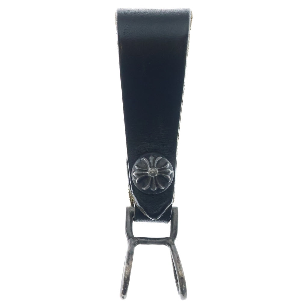 CHROME HEARTS(クロムハーツ) BELT LOOP クロスボールボタンレザーベルトループ シルバー/ブラック BCA397