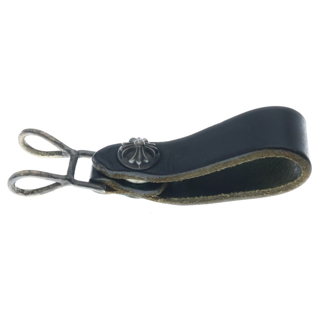 CHROME HEARTS(クロムハーツ) BELT LOOP クロスボールボタンレザーベルトループ シルバー/ブラック BCA397