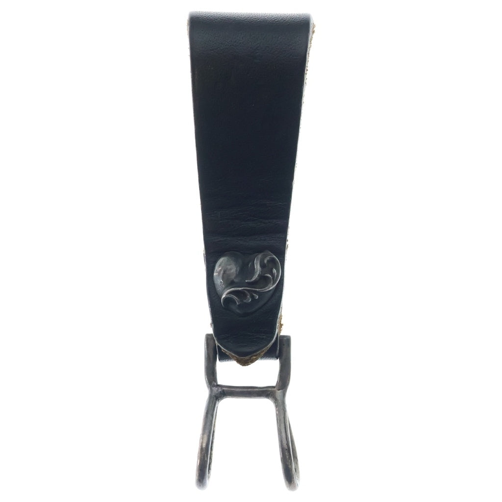 CHROME HEARTS(クロムハーツ) BELT LOOP ハートボタンレザーベルトループ シルバー/ブラック