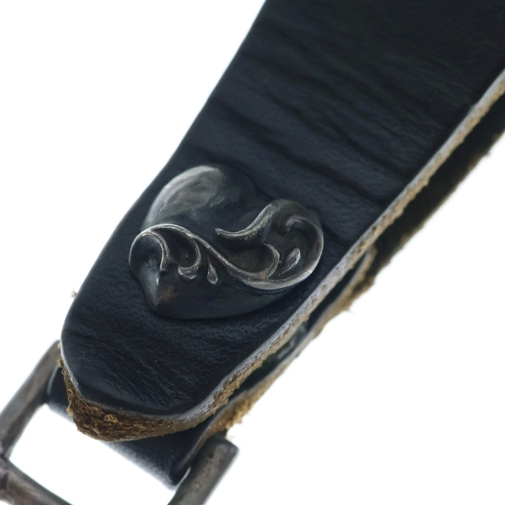 CHROME HEARTS(クロムハーツ) BELT LOOP ハートボタンレザーベルトループ シルバー/ブラック