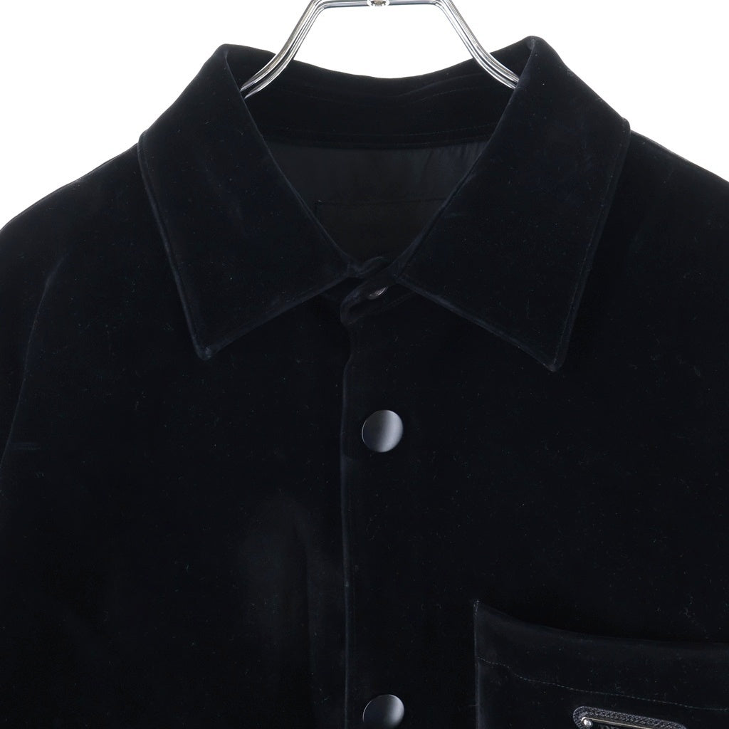 PRADA(プラダ) 23SS ヴェルベットシャツジャケット ブラック SC657 S231 12HO