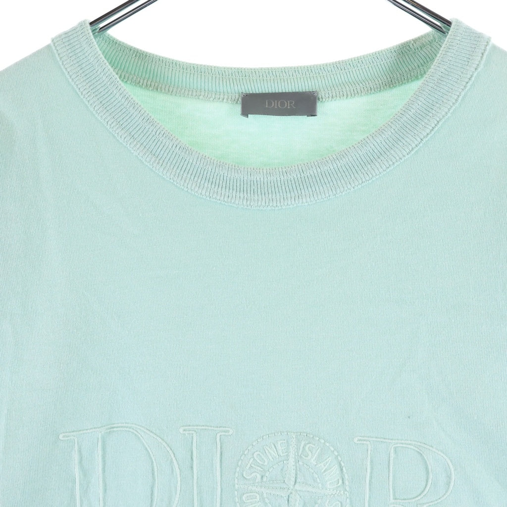 Christian Dior(クリスチャンディオール) 24AW ×STONE ISLAND ストーンアイランド ロゴ クルーネック 半袖Tシャツ カットソー ブルー 493J638A0554