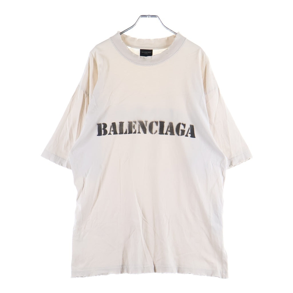 BALENCIAGA(バレンシアガ) 24SS STENCIL TYPE TQVA3 ステンシルタイプ ダメージ加工半袖Tシャツ ホワイト 764235