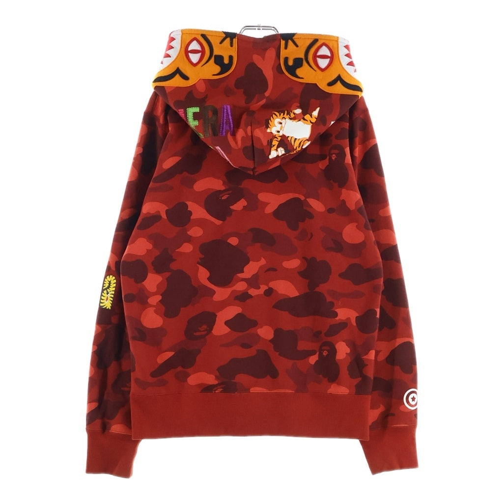 A BATHING APE(アベイシングエイプ) COLOR CAMO TIGER FULL HOODIE カラーカモ タイガーフルジップパーカー ジップアップフーディー レッド 001ZPG301006X