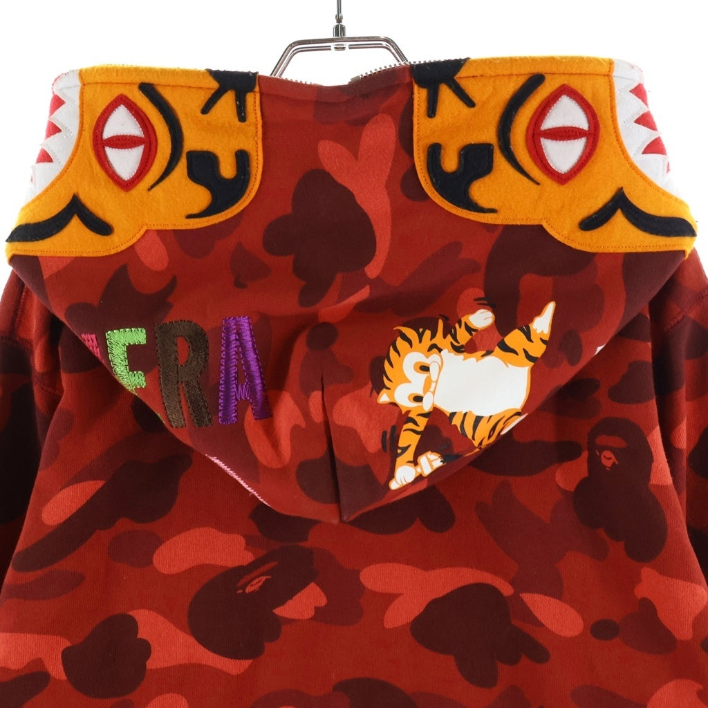A BATHING APE(アベイシングエイプ) COLOR CAMO TIGER FULL HOODIE カラーカモ タイガーフルジップパーカー ジップアップフーディー レッド 001ZPG301006X