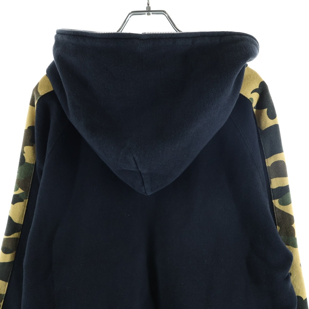 A BATHING APE(アベイシングエイプ) 1st CAMO LINE FULL ZIP HOODIE 1stカモ ライン フルジップフーディー ジップアップパーカー ブラック/ベージュ 001ZPE801007X