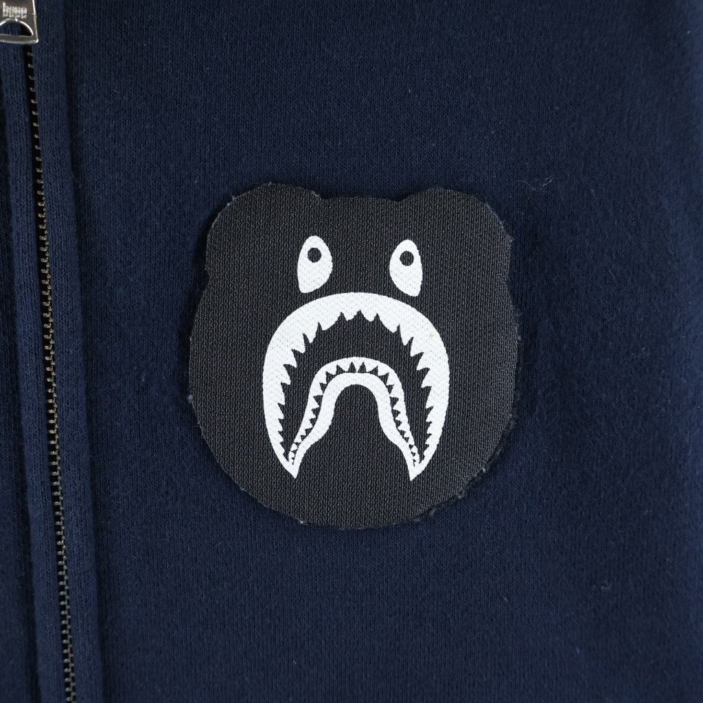 A BATHING APE(アベイシングエイプ) ×B＠REHOODIE 1st CAMO SHARK BE@R FULL ZIP HOODIE ベアブリック 1stカモ シャーク ベア フルジップフーディー ジップアップパーカー ネイビー 001ZPD231908X