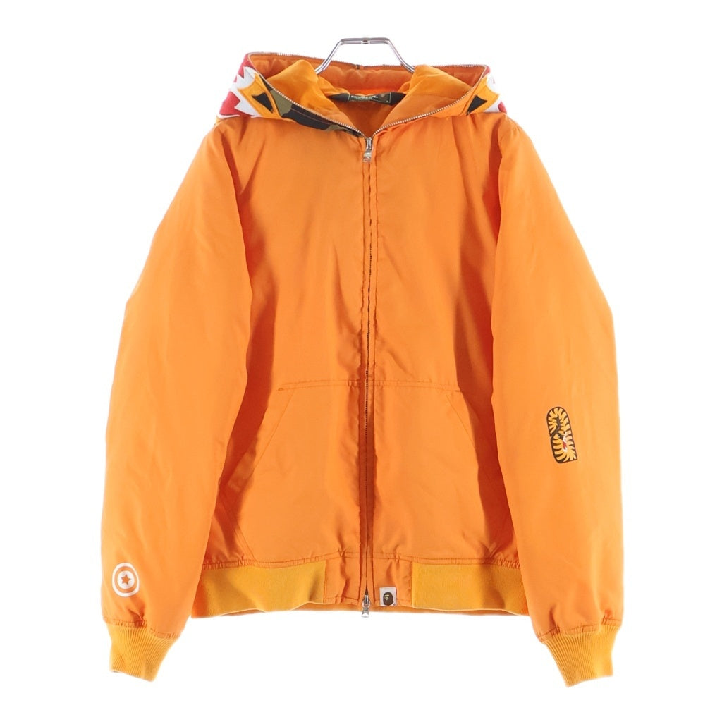 A BATHING APE(アベイシングエイプ) TIGER FULL ZIP HOODIE DOWN JACKET タイガー フルジップフーディー ダウンジャケット レディース オレンジ