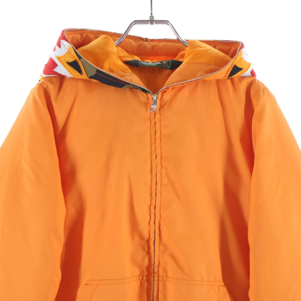 A BATHING APE(アベイシングエイプ) TIGER FULL ZIP HOODIE DOWN JACKET タイガー フルジップフーディー ダウンジャケット レディース オレンジ