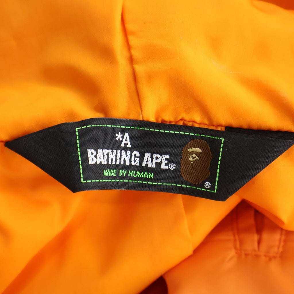 A BATHING APE(アベイシングエイプ) TIGER FULL ZIP HOODIE DOWN JACKET タイガー フルジップフーディー ダウンジャケット レディース オレンジ