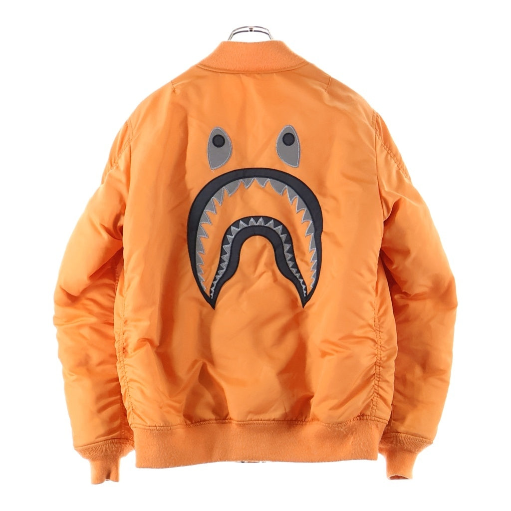 A BATHING APE(アベイシングエイプ) REFLECTOR SHARK MA-1 JACKET リフレクター シャーク ボンバージャケット ジップアップブルゾン オレンジ 001HJE801021X