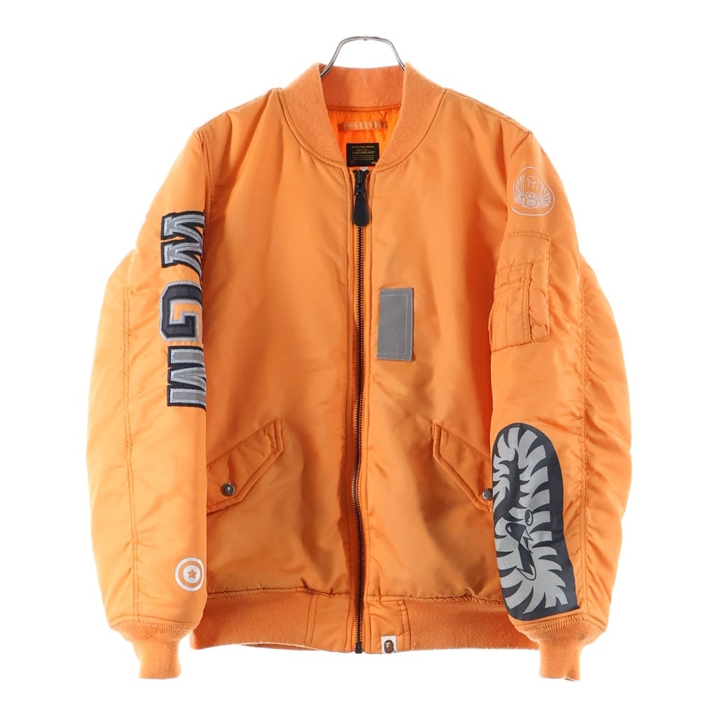 A BATHING APE(アベイシングエイプ) REFLECTOR SHARK MA-1 JACKET リフレクター シャーク ボンバージャケット ジップアップブルゾン オレンジ 001HJE801021X