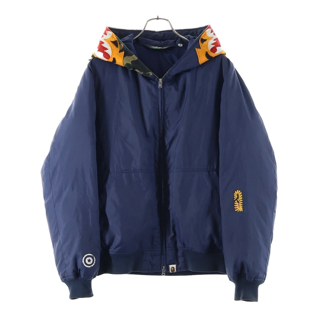 A BATHING APE(アベイシングエイプ) TIGER HULL ZIP HOODIE DOWN JACKET タイガー フルジップフーディー ダウンジャケット ネイビー
