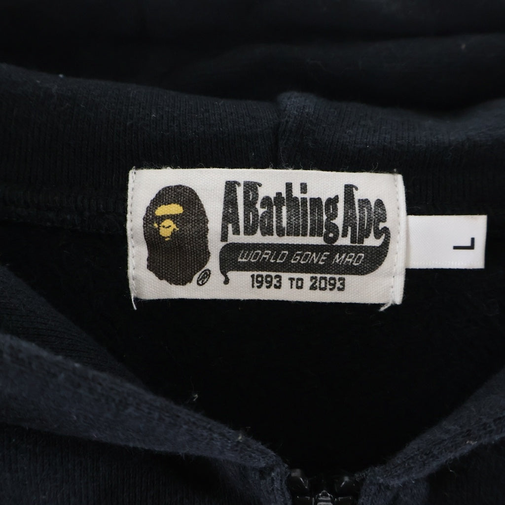 A BATHING APE(アベイシングエイプ) HALF ZIP WIDE PULLOVER HOODIE ハーフジップ ワイドプルオーバーフーディー パーカー ブラック/グレー 001PPF301007X