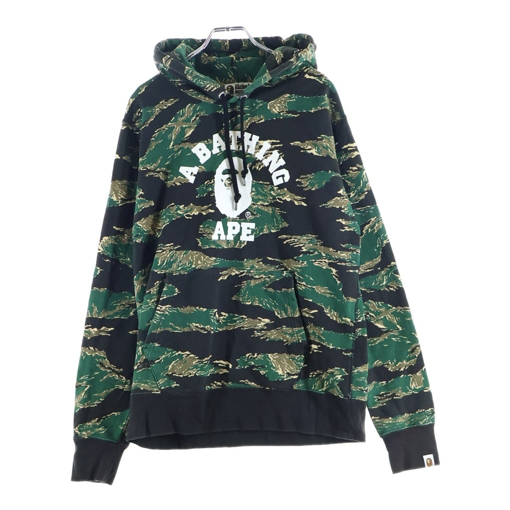 A BATHING APE(アベイシングエイプ) TIGER CAMO COLLEGE PULLOVER HOODIE タイガーカモ カレッジ プルオーバーフーディー パーカー ブラック/グリーン 001PPF701003X