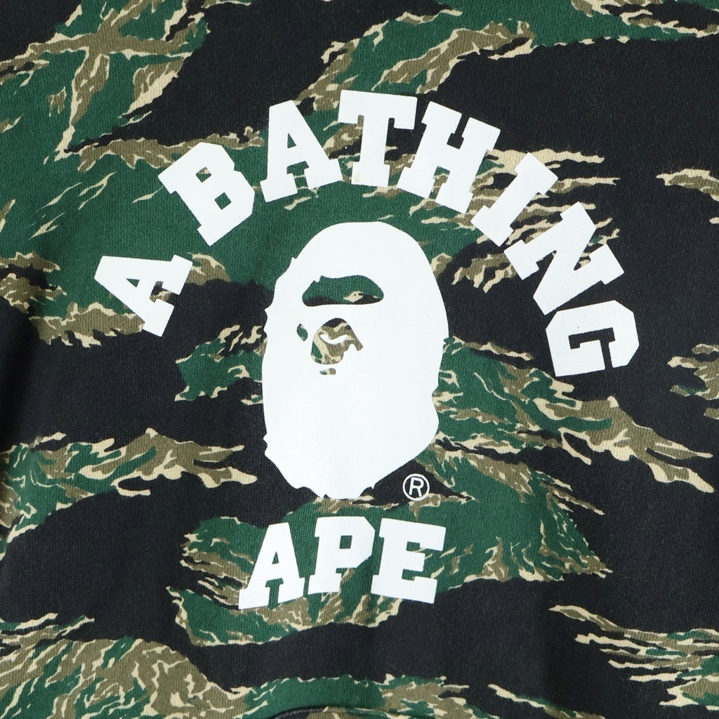 A BATHING APE(アベイシングエイプ) TIGER CAMO COLLEGE PULLOVER HOODIE タイガーカモ カレッジ プルオーバーフーディー パーカー ブラック/グリーン 001PPF701003X