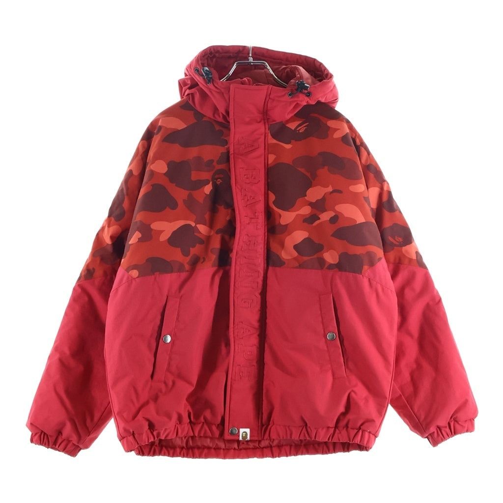 A BATHING APE(アベイシングエイプ) COLOR CAMO PUFFER JACKET カラーカモ パファージャケット ナイロンジップアップブルゾン レッド レディース 001HJF802507X