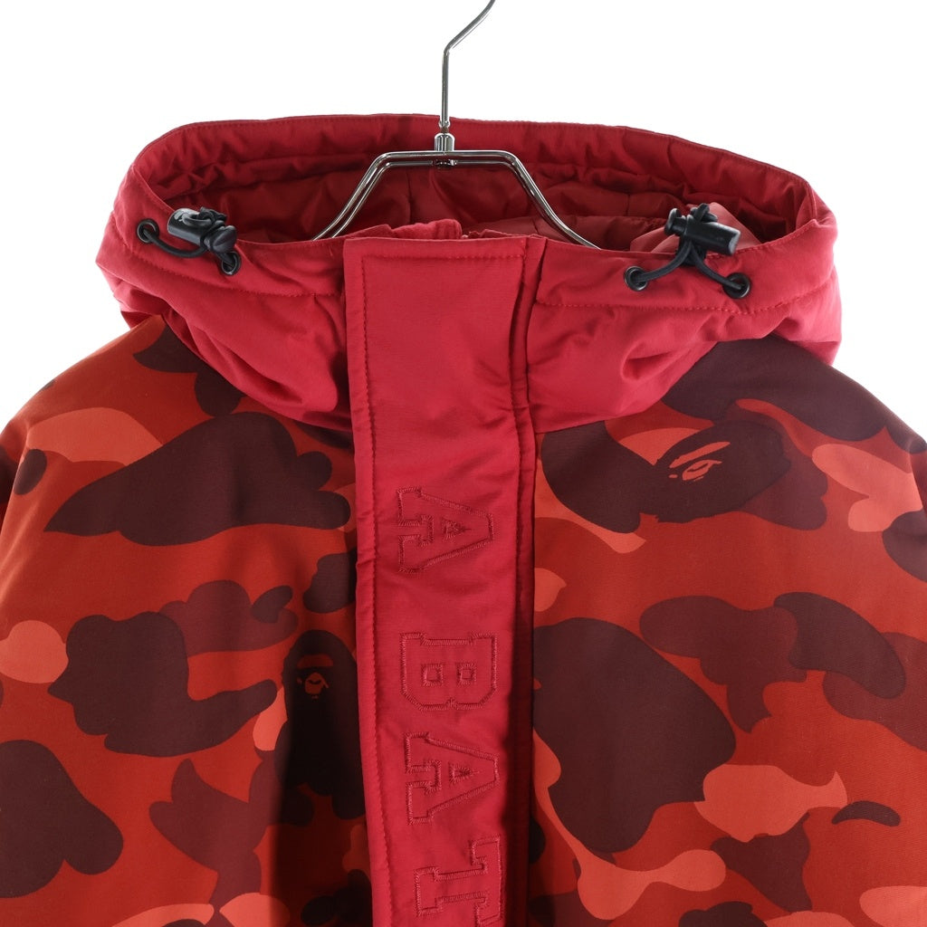 A BATHING APE(アベイシングエイプ) COLOR CAMO PUFFER JACKET カラーカモ パファージャケット ナイロンジップアップブルゾン レッド レディース 001HJF802507X