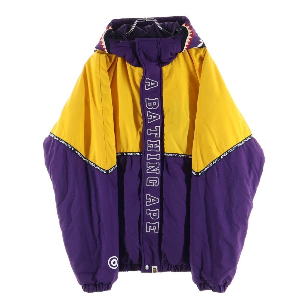 A BATHING APE(アベイシングエイプ) RELAXED SHARK HOODIE JACKET リラクスト シャーク フーディージャケット 中綿ジップアップブルゾン パープル/イエロー 001HJG301004X