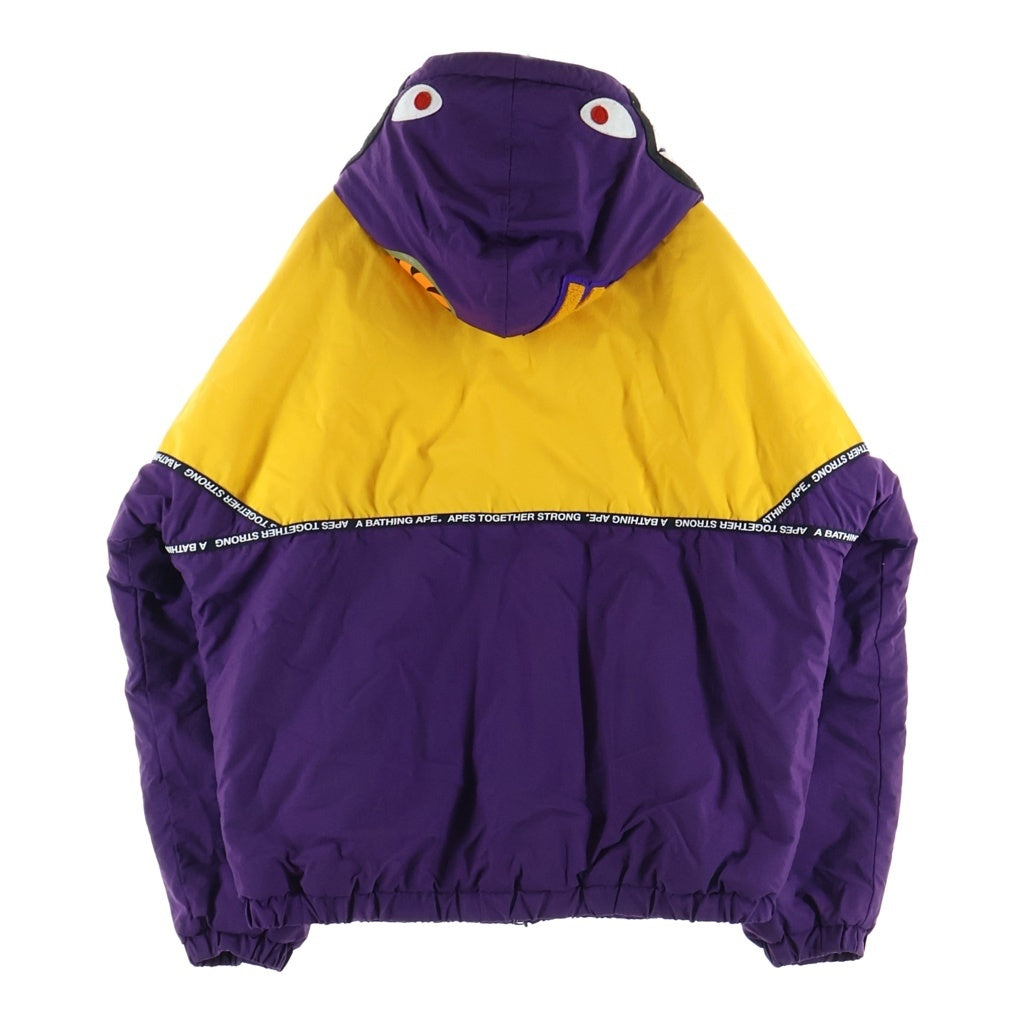 A BATHING APE(アベイシングエイプ) RELAXED SHARK HOODIE JACKET リラクスト シャーク フーディージャケット 中綿ジップアップブルゾン パープル/イエロー 001HJG301004X