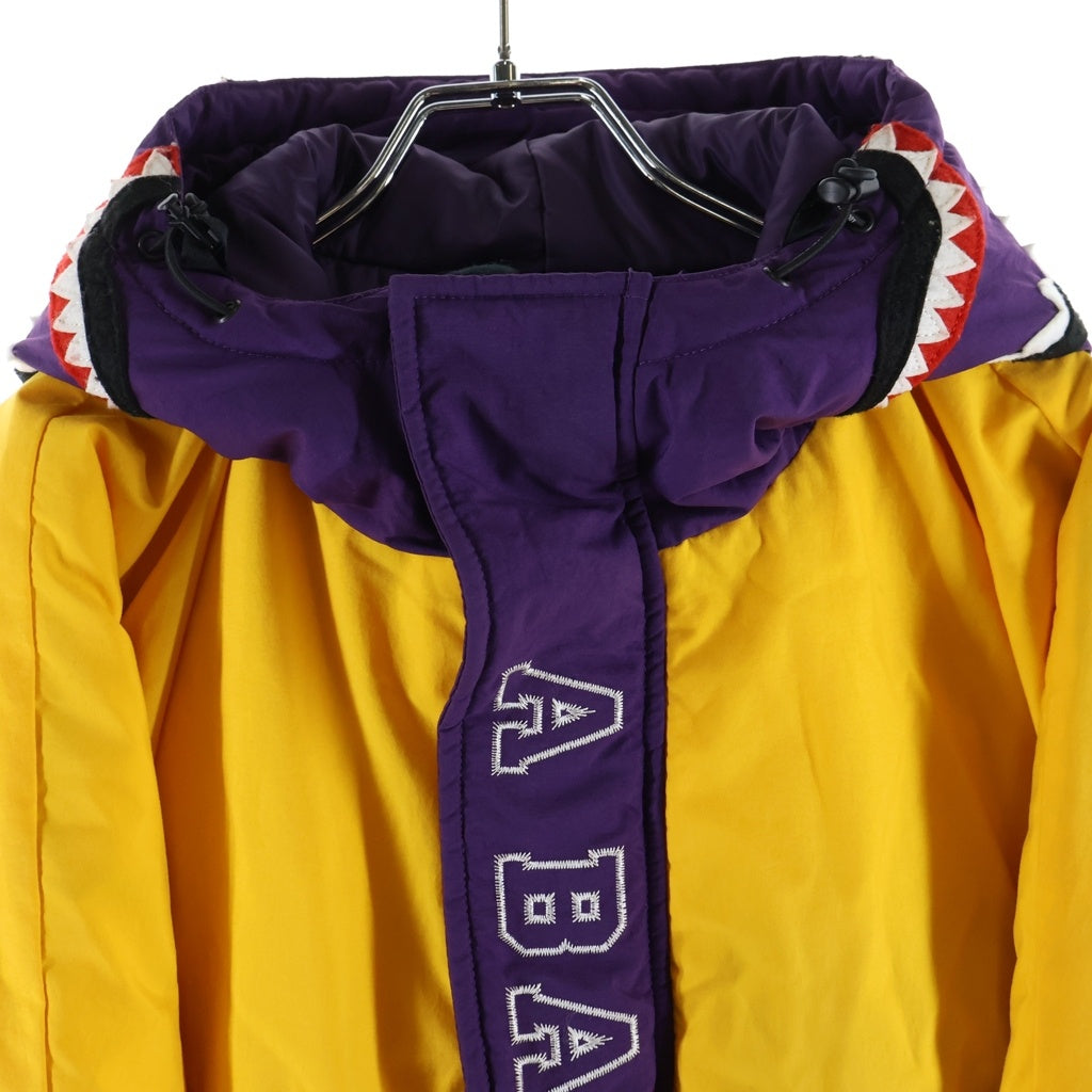 A BATHING APE(アベイシングエイプ) RELAXED SHARK HOODIE JACKET リラクスト シャーク フーディージャケット 中綿ジップアップブルゾン パープル/イエロー 001HJG301004X