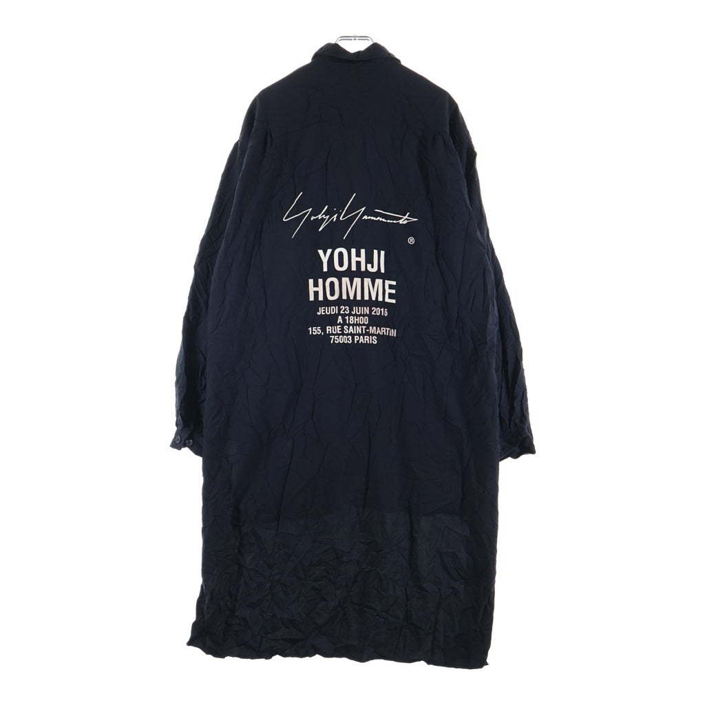 Yohji Yamamoto POUR HOMME(ヨウジヤマモト プールオム) ツイルシワ加工スタッフコート 長袖シャツ ブラック HW-B09-941