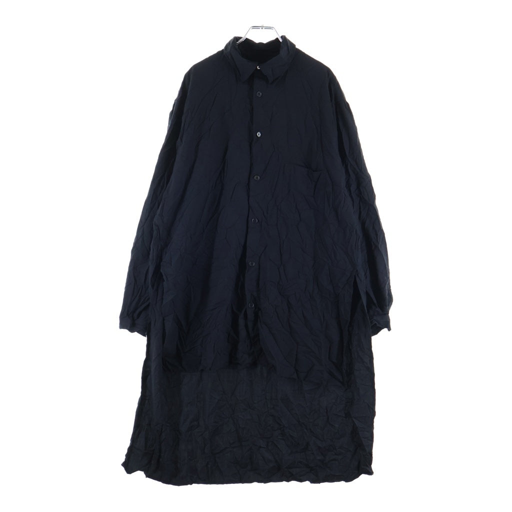 Yohji Yamamoto POUR HOMME(ヨウジヤマモト プールオム) ツイルシワ加工スタッフコート 長袖シャツ ブラック HW-B09-941