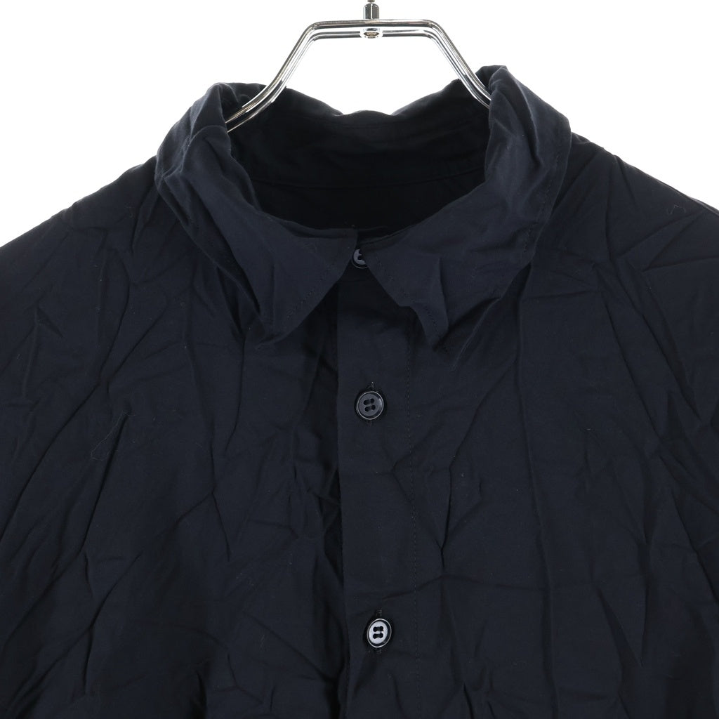 Yohji Yamamoto POUR HOMME(ヨウジヤマモト プールオム) ツイルシワ加工スタッフコート 長袖シャツ ブラック HW-B09-941