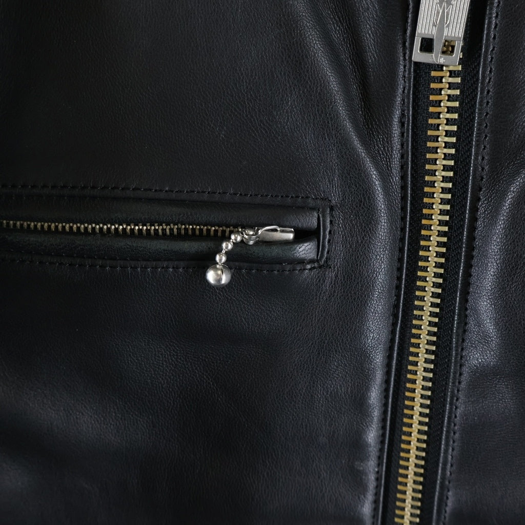 BLACK MEANS(ブラックミーンズ) ジップアップ シングルライダース ジャケット ブラック 945-70TJ58-6K