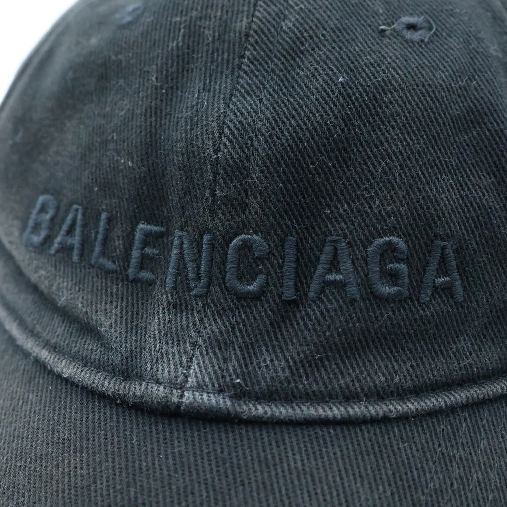 BALENCIAGA(バレンシアガ) フロントロゴ コットン 6パネル ベースボール キャップ ブラック 590758 410B2