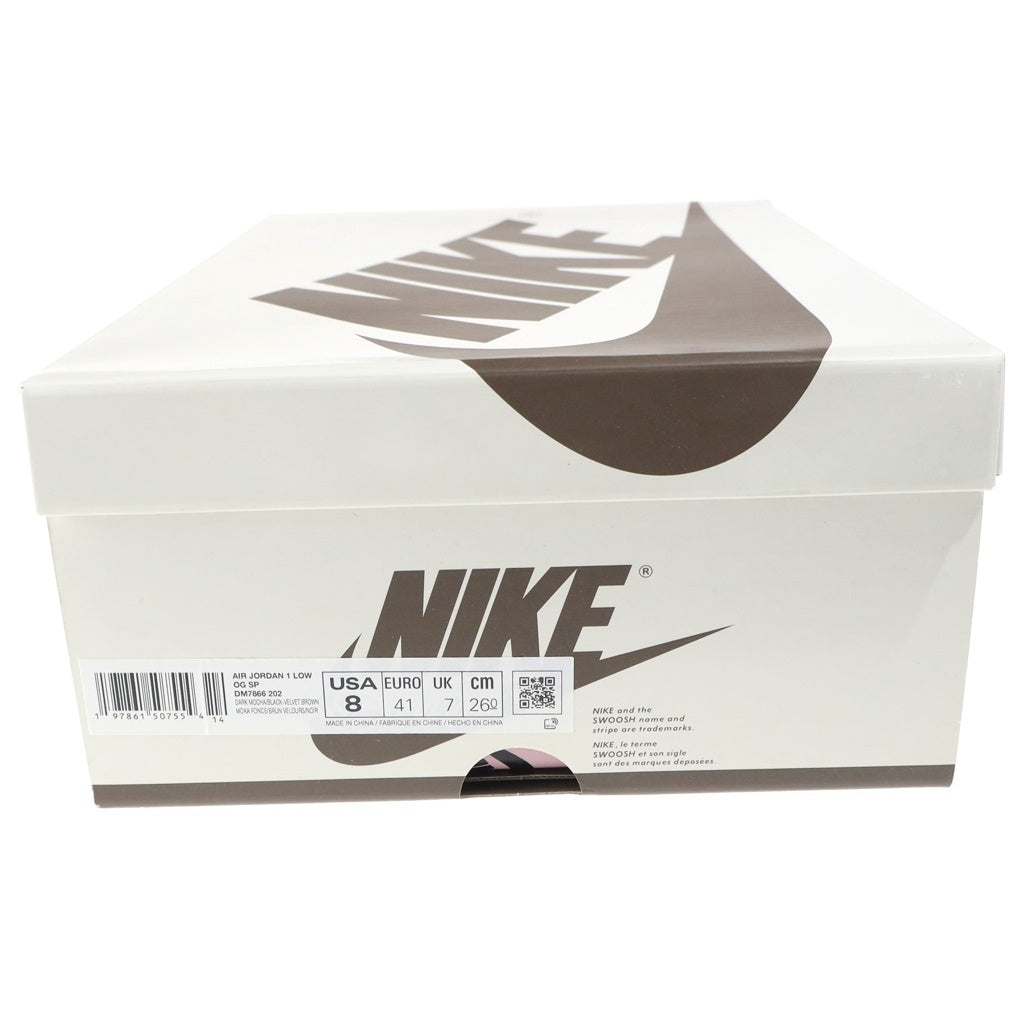 NIKE(ナイキ) ×TRAVIS SCOTT AIR JORDAN 1 LOW OG SP VELVET BROWN トラヴィススコット エアジョーダン1 ベルベットブラウン ローカットスニーカー ブラウン US8/26cm DM7866-202