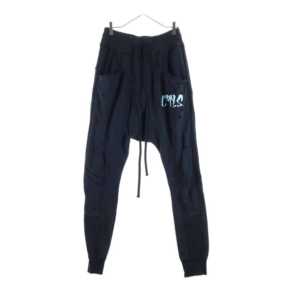cvtvlist(カタリスト) 23AW 3D LOGO USUAL PANTS ヴィンテージクラッシュ加工 ロゴスウェットパンツ ブラック 2301090401