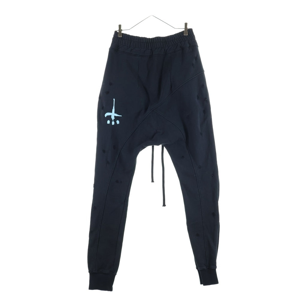 cvtvlist(カタリスト) 23AW 3D LOGO USUAL PANTS ヴィンテージクラッシュ加工 ロゴスウェットパンツ ブラック 2301090401