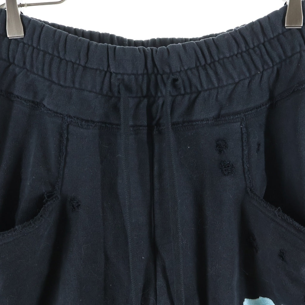cvtvlist(カタリスト) 23AW 3D LOGO USUAL PANTS ヴィンテージクラッシュ加工 ロゴスウェットパンツ ブラック 2301090401