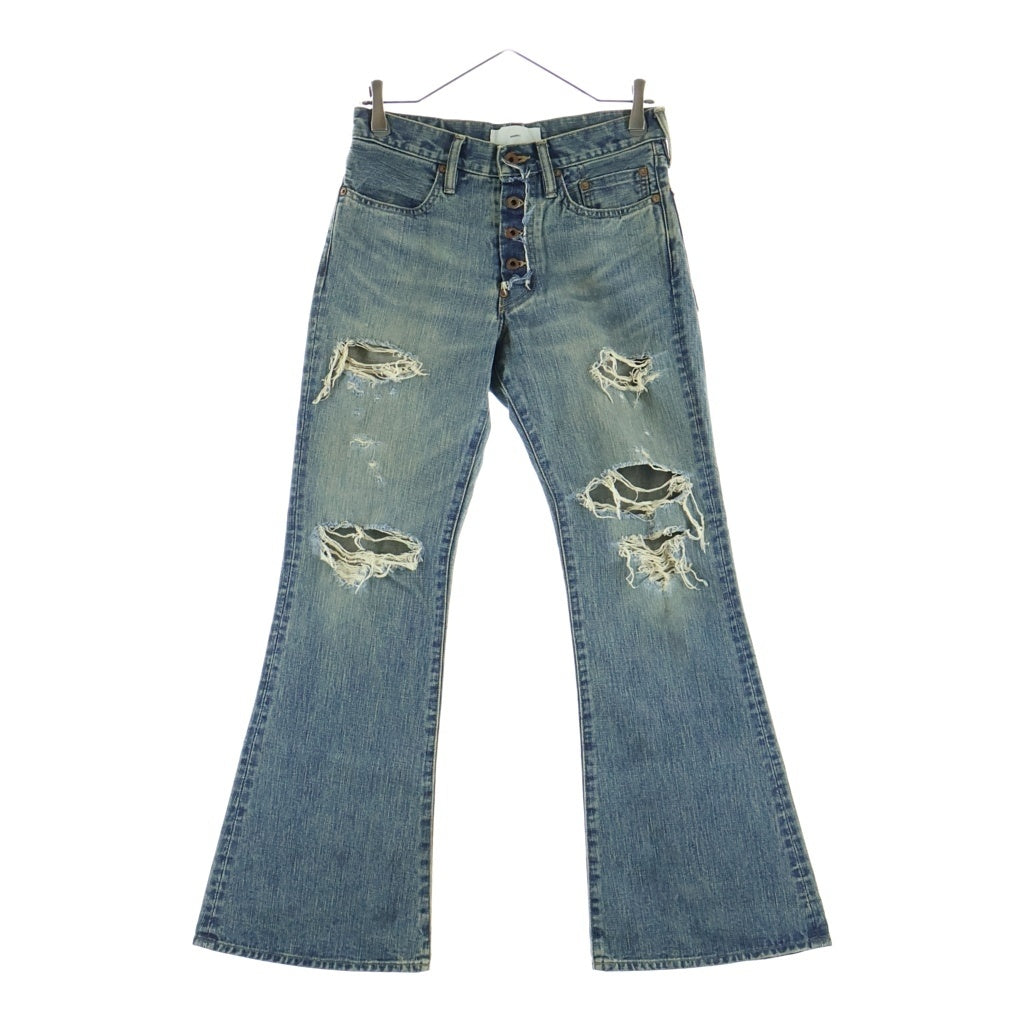 SUGARHILL(シュガーヒル) DAMAGED MODERN ダメージドモダン ボタンフライ フレアデニムパンツ ジーンズ インディゴ 25880411