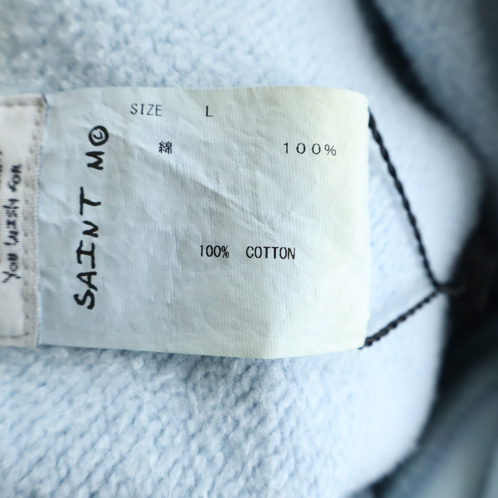 SAINT MICHAEL(セントマイケル) 22SS Logo Pullover Parka ロゴ プルオーバーパーカー スウェット ライトブルー SM-S22-0000-043
