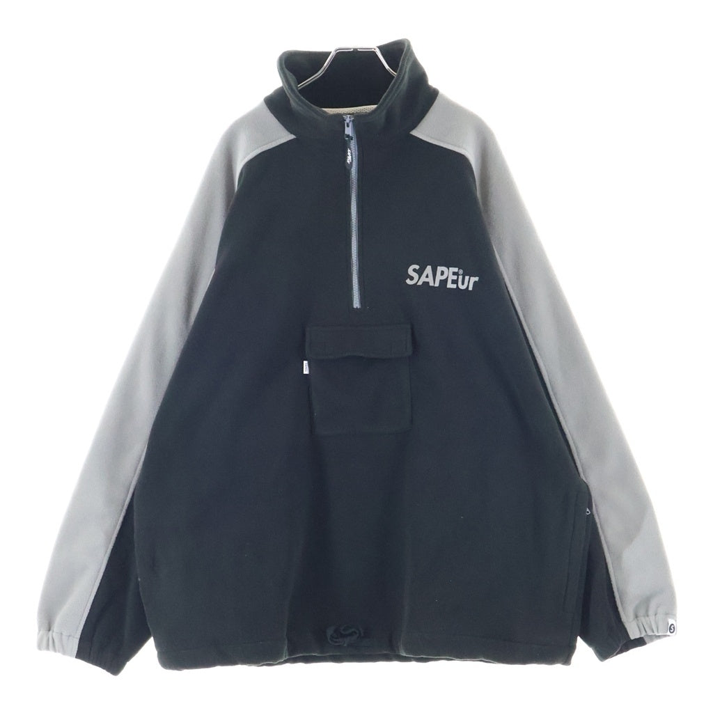 SAPEur(サプール) Half Zip Fleece Jacket ハーフジップ フリースジャケット ブラック/グレー